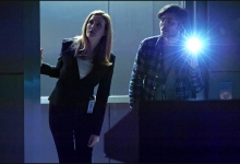 Jennifer Finnigan and Charlie Rowe look for hidden clues. Salvation/CBS