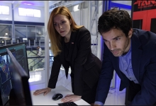 Jennifer Finnigan and Santiago Cabrera consult the oracle TESS:  Salvation/CBS