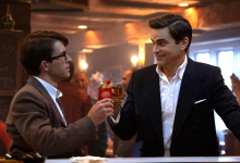 Jonathan Bailey as Tim  and Matt Bomer as Hawkins "Hawk" Fuller in Fellow Travelers for Showtime/Paramount +