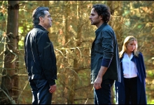 Peter Gallagher, Manolo Cardona & Piper Perabo in Covert Affairs