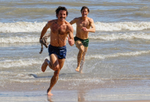 Jonathan Bailey as Tim and Matt Bomer  as Hawkins "Hawk" Fuller  in Fellow Travelers for Showtime/Paramount +