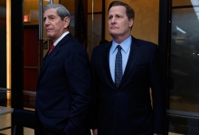 Peter Coyote as Robert Mueller and Jeff Daniels and Jeff Daniels as James Comey in The Comey Rule for Showtime