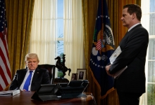 Brendan Gleeson as President Donald  Trump and Jeff Daniels as James Comey  in The Comey Rule for Showtime